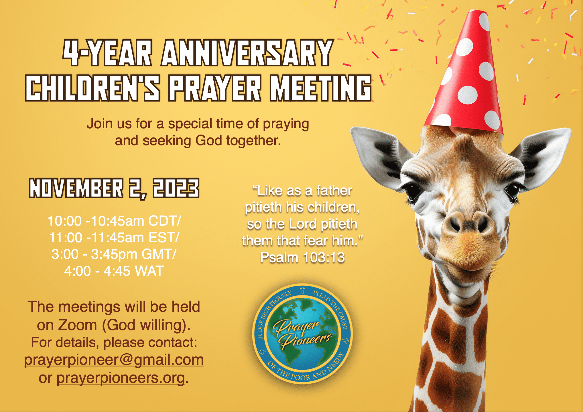 Children's Prayer Meeting 18 - 4 - Year Anniversary