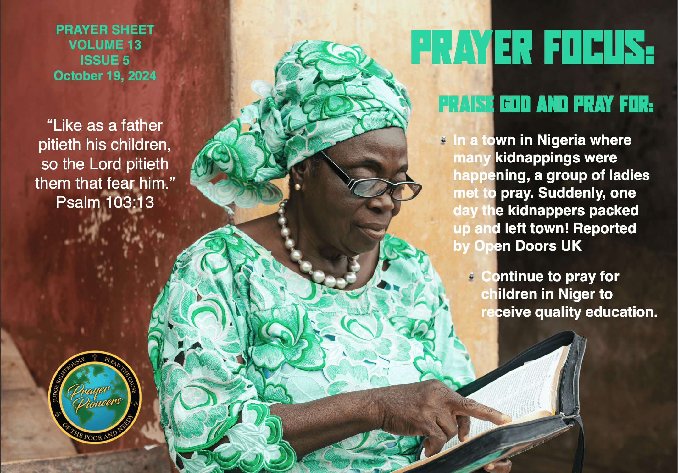 Weekly Prayer Sheet - Volume 13 - Issue 5